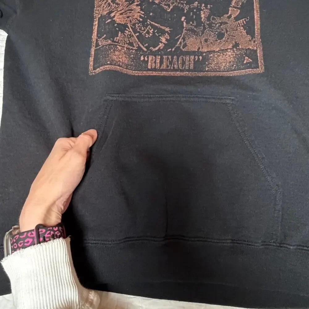 Nirvana bleach hoodie black kangaroo pocket no hood string has pilling